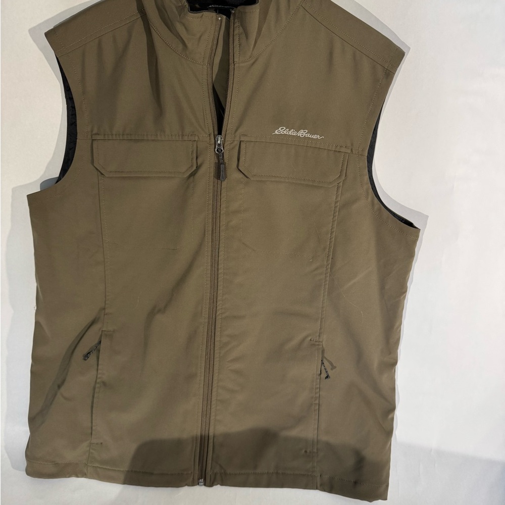 Eddie Bauer Light Brown Travel Vest, Lightweight Weather-Resistant, XL, Like-New